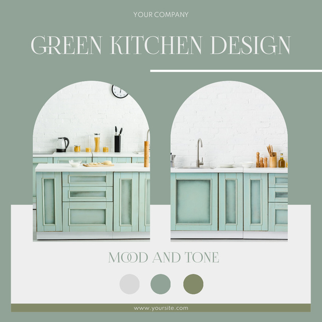 Green Palette for Kitchen Design Instagram ADデザインテンプレート