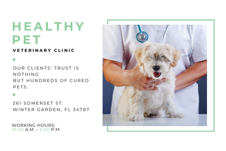 Здорова тварина з нашою ветеринарною клінікою Postcard 4x6in – шаблон для дизайну