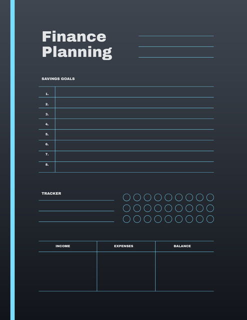 Finance Planner In Black Notepad 8.5x11in – шаблон для дизайна