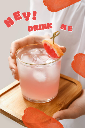Fresh Cold Drink with Grapefruit Pinterest tervezősablon