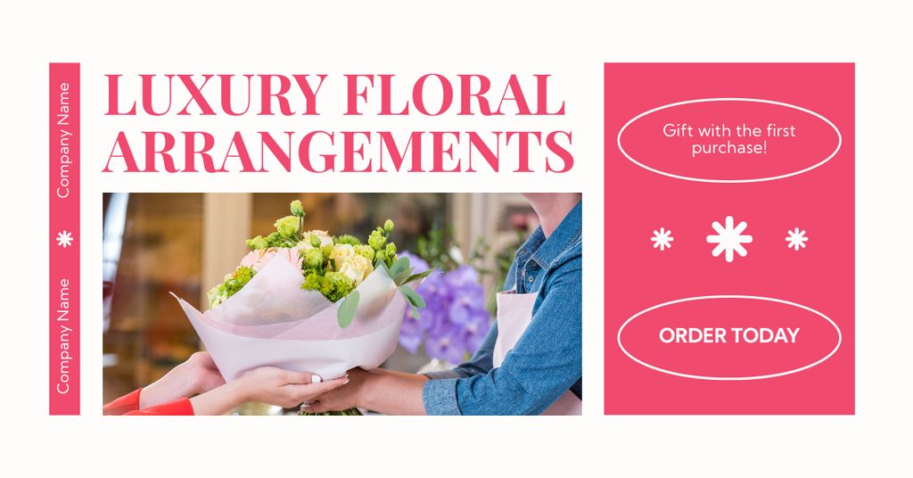 Flower Arrangement Services with Premium Varieties of Flowers and Accessories Facebook AD Design Template