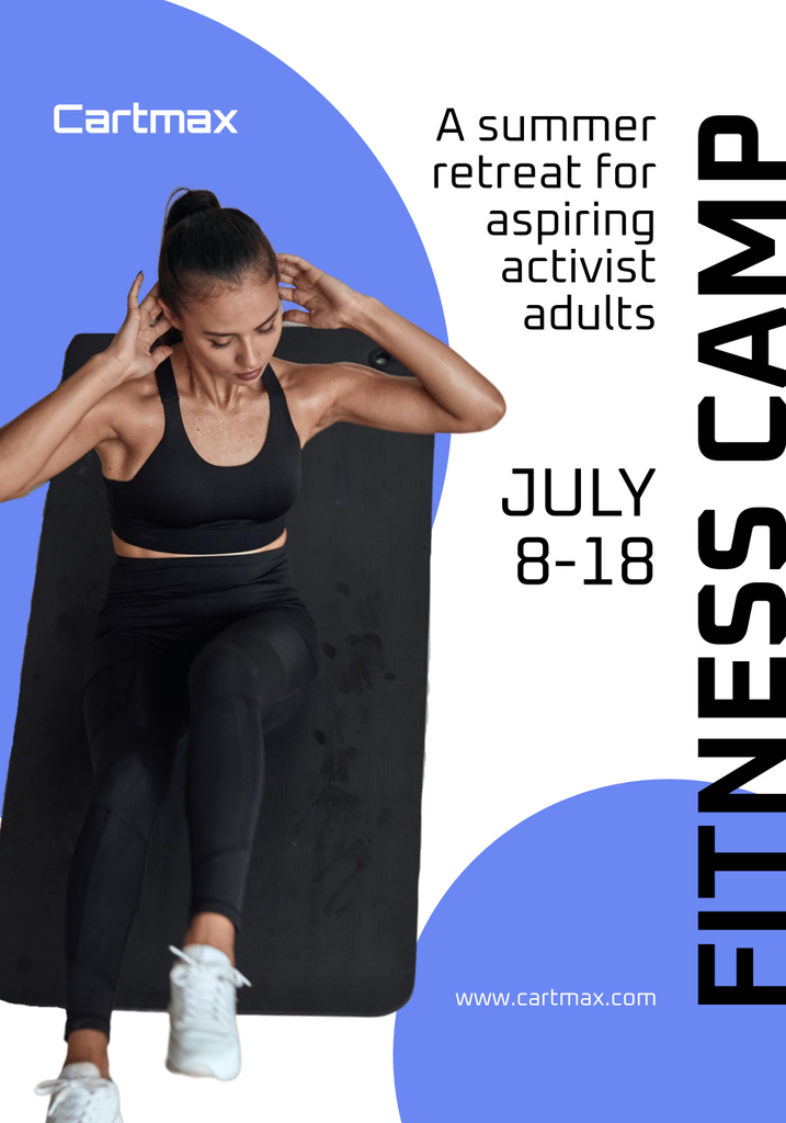 Fitness Camp Ad with Woman on Mat Poster 28x40in Tasarım Şablonu