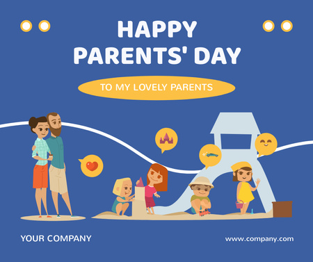 Designvorlage Glückliche Familie zusammen am Elterntag für Facebook