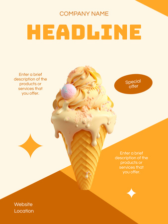Special Offer on Delicious Ice Cream Cone Poster US Design Template