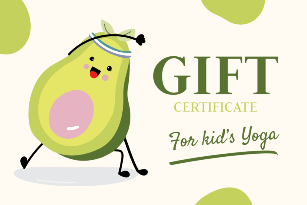 Gift Voucher Offer for Kids Yoga Classes Gift Certificate Design Template