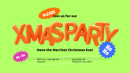 Christmas Party Bright Announcement FB event cover Design Template