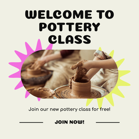 Modèle de visuel Annonce de l'ouverture des cours de poterie - Instagram