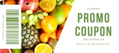 Fresh Fruits Promo Coupon 3.75x8.25in Design Template