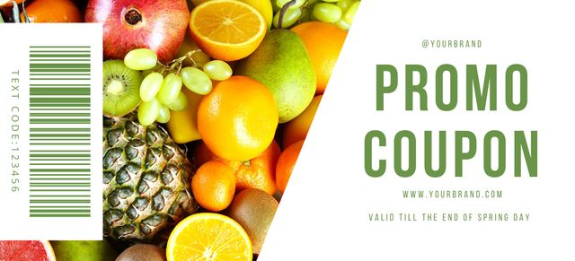 Fresh Fruits Promo Coupon 3.75x8.25in Design Template