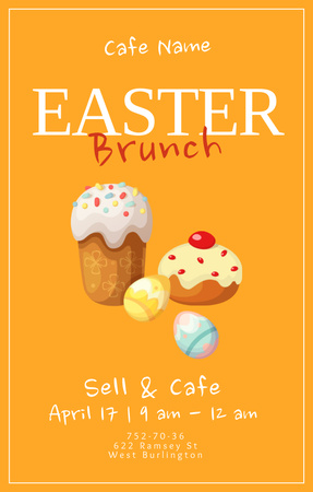 Easter Brunch Announcement with Easter Cakes and Colorful Eggs Invitation 4.6x7.2inデザインテンプレート