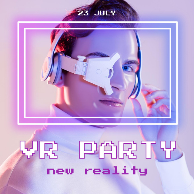 Ontwerpsjabloon van Instagram van Promotion Of Virtual Reality Party