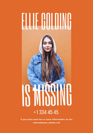 Announcement of Missing Young Girl Poster 28x40in tervezősablon
