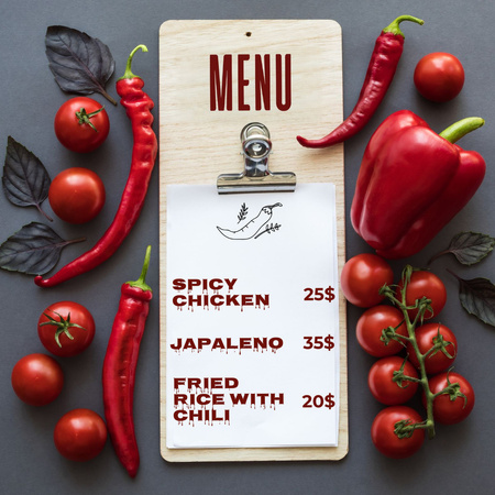 Beautiful Menu with Red Peppers and Tomatoes Instagram Modelo de Design
