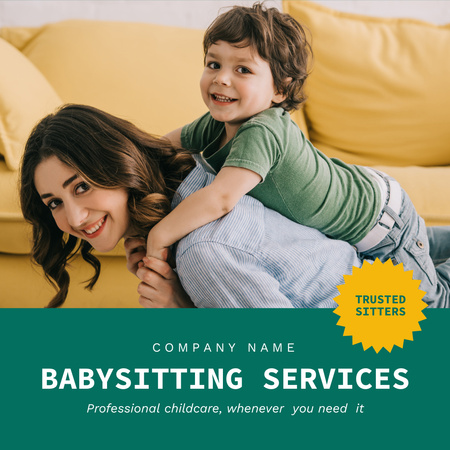 Designvorlage Werbung für Babysitter-Service mit Cute Boy für Instagram