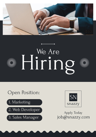 Open Positions Announcement with Man in Office Poster 28x40in Design Template