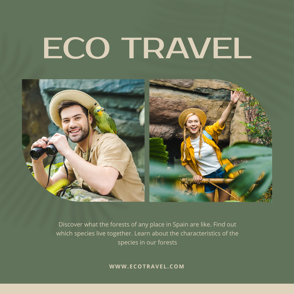 Designvorlage Eco Travel Motivation on Green  für Instagram