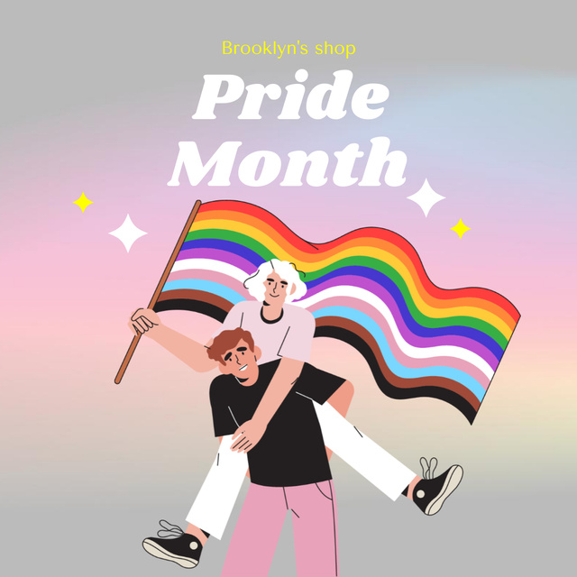 LGBT Shop Ad with Rainbow Flag Animated Postデザインテンプレート