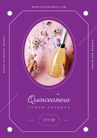 Platilla de diseño Quinceanera Lunch Package Offer Poster 28x40in