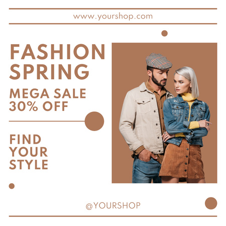 Ontwerpsjabloon van Instagram van Fashion Spring Sale with Stylish Couple