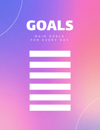 Daily Goal Planner in Bright Color Notepad 8.5x11in Tasarım Şablonu
