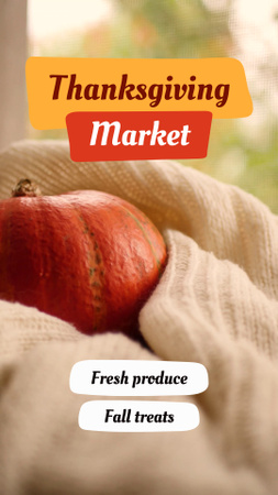 Ontwerpsjabloon van TikTok Video van Verse groenten en fruit op de markt vanwege Thanksgiving Day