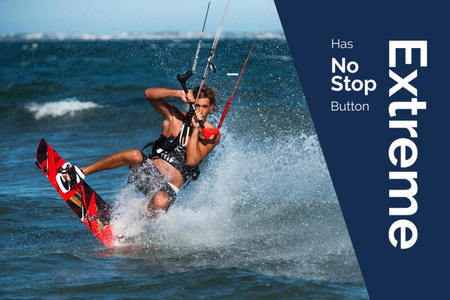 Platilla de diseño Extreme Inspiration with Man Riding Kite Board Flyer 4x6in Horizontal
