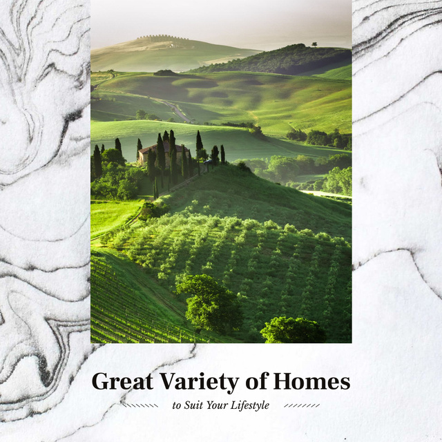 Designvorlage Variety Of Houses in Green Country Landscape für Instagram