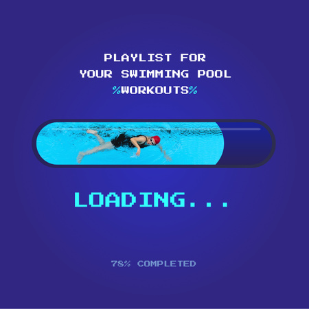 Playlist for Swimming Pool with Swimmer Album Cover Design Template