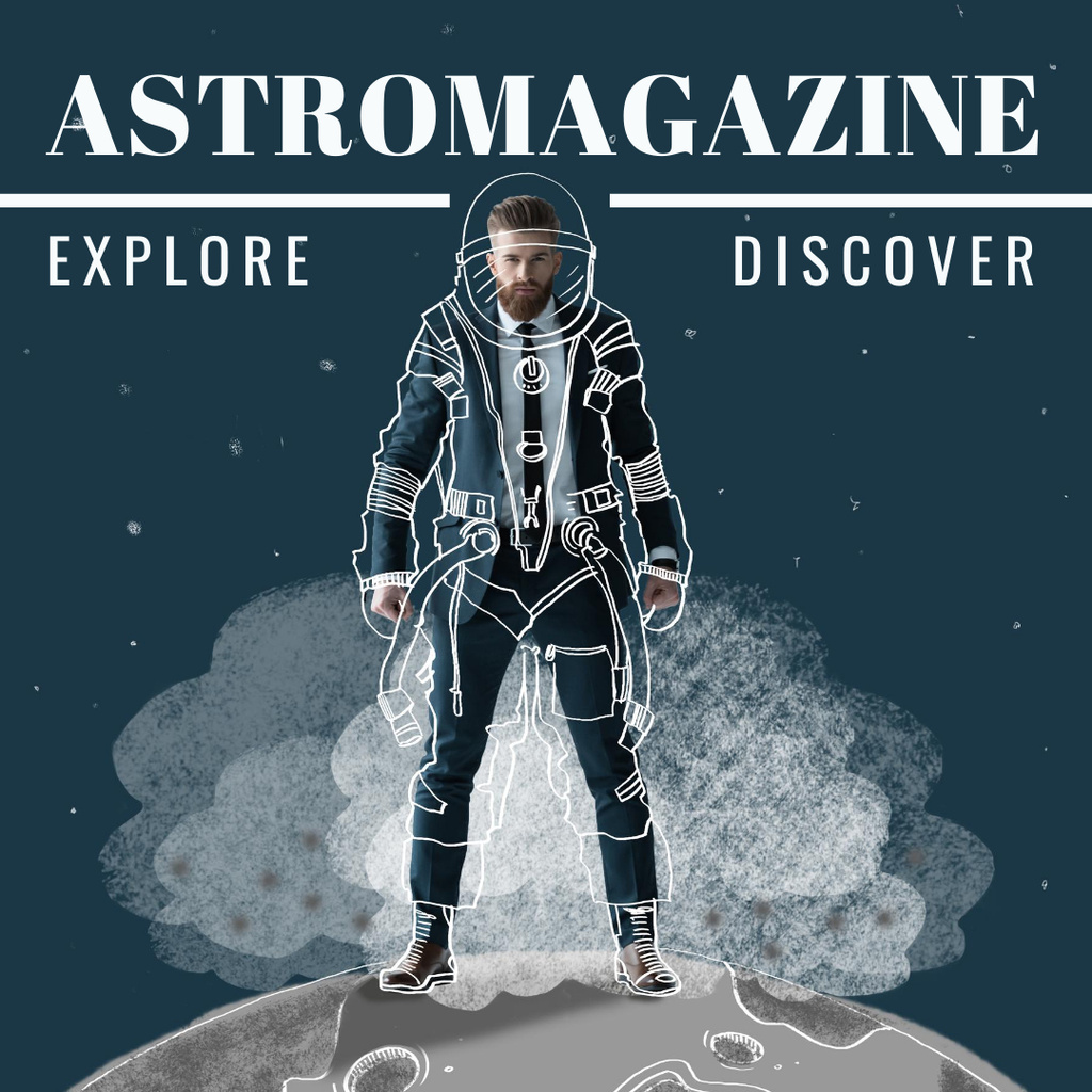 Astromagazine Ad with Man in Suit Instagram ADデザインテンプレート