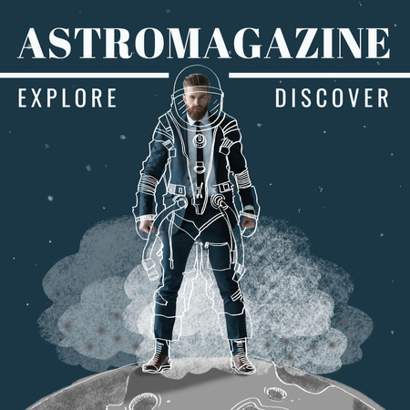 Astromagazine Ad with Man in Suit Instagram AD Design Template