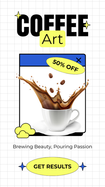 Modèle de visuel Special Taste Of Coffee In Coffee Shop At Half Price - Instagram Story
