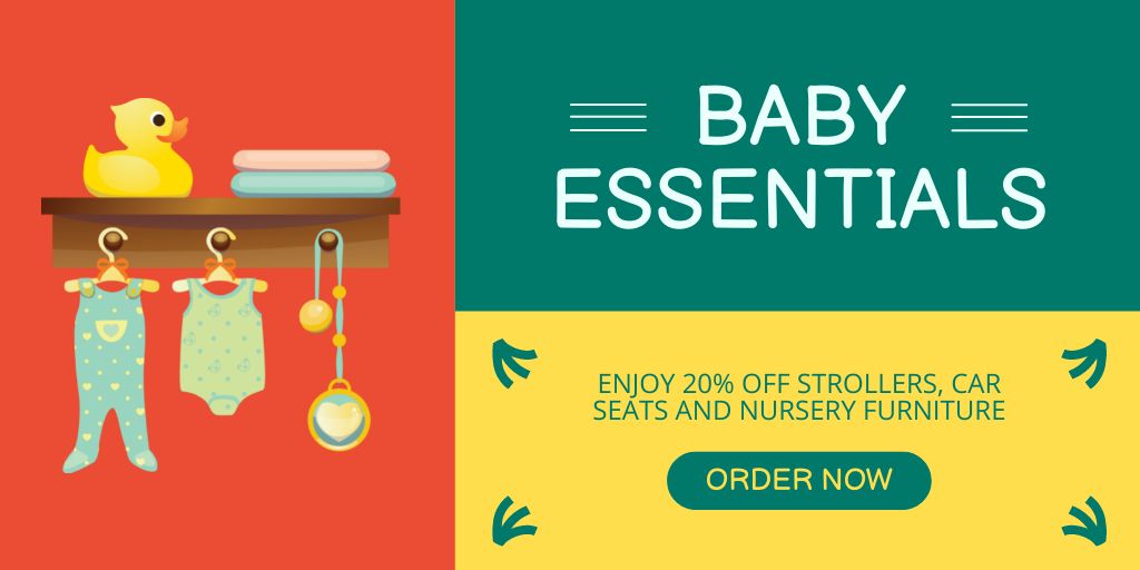 Platilla de diseño Sale of Clothes and Essentials for Babies Twitter