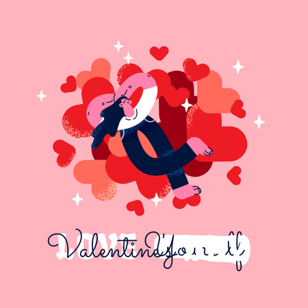 Cute Valentine's Day Holiday Greeting Animated Post Design Template