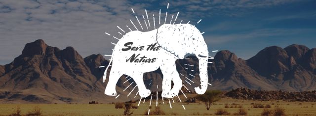 Designvorlage Eco Lifestyle Motivation with Elephant's Silhouette für Facebook cover