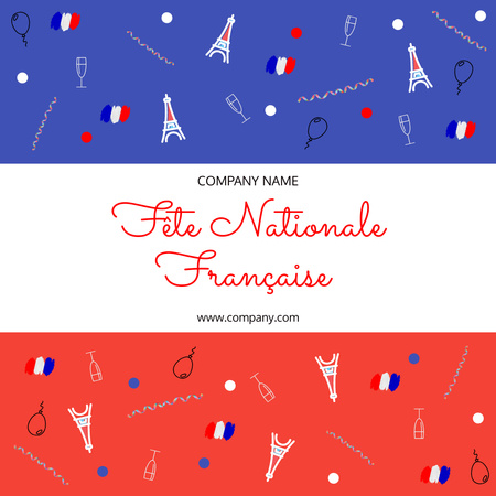 Plantilla de diseño de Celebrando el Día Nacional Francés con los principales símbolos Instagram 