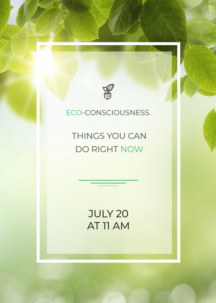 Eco Quote About Eco-Consciousness With Bokeh Postcard 5x7in Verticalデザインテンプレート