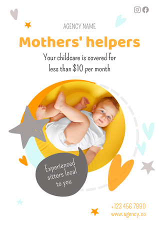 Offer Prices for Nanny Services Poster A3 Πρότυπο σχεδίασης