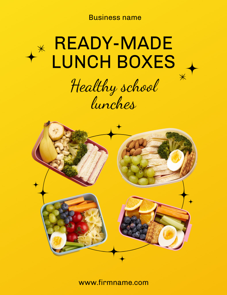 Innovative School Food In Boxes Digital Promotion Flyer 8.5x11in Modelo de Design