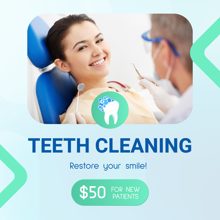 Modèle de visuel Offre de service de nettoyage professionnel des dents - Animated Post