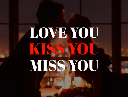 Plantilla de diseño de Valentine's Day Greeting with Kissing Couple Silhouette Postcard 4.2x5.5in 