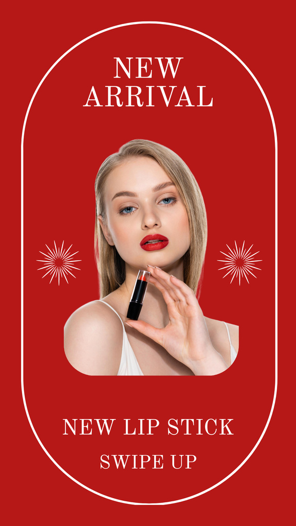Lipstick Ads with Beautiful Woman Instagram Story Πρότυπο σχεδίασης