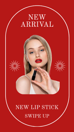 Lipstick Ads with Beautiful Woman Instagram Story Design Template