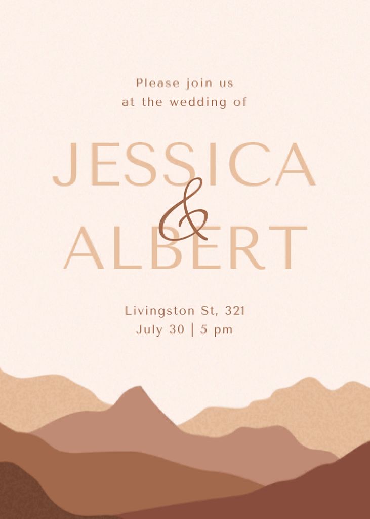 Plantilla de diseño de Wedding Day Announcement with Desert Mountains Invitation 