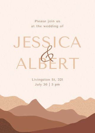 Wedding Day Announcement with Desert Mountains Invitation Design Template