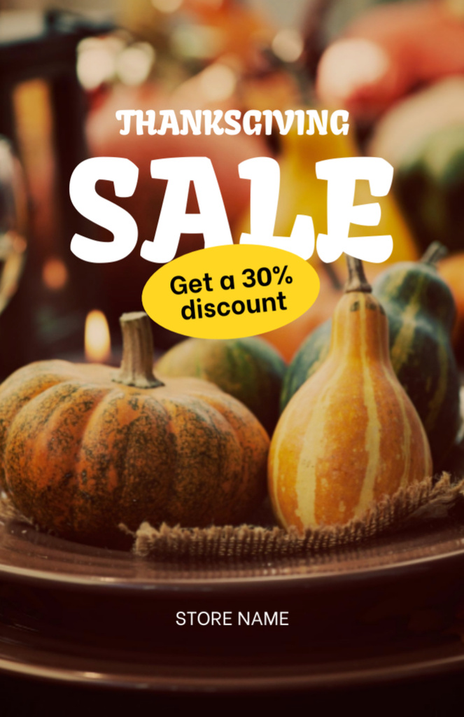 Ontwerpsjabloon van Flyer 5.5x8.5in van Ripe Pumpkins With Discount For Thanksgiving Celebration