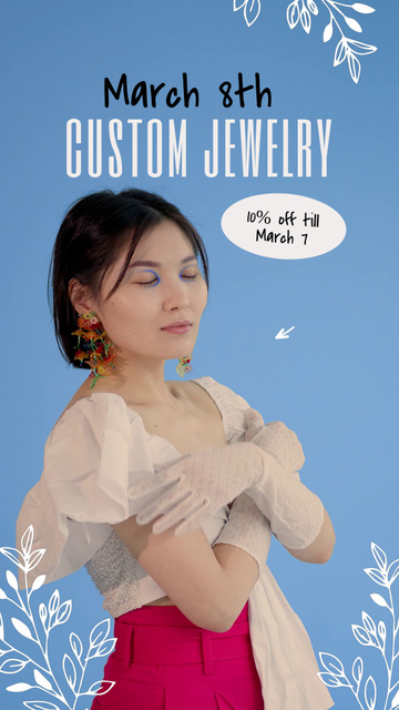 Designvorlage Custom Jewelry With Discount On Women's Day für TikTok Video