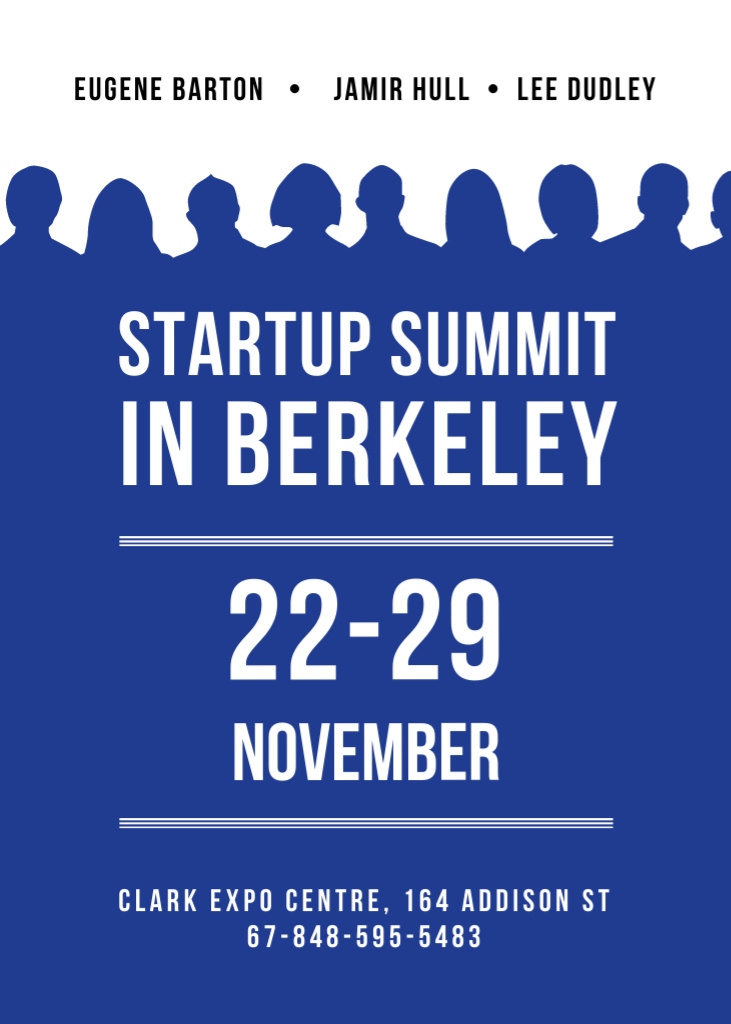 Modèle de visuel Startup Summit Announcement with Businesspeople Silhouettes - Invitation