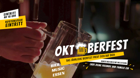 Oferta da Oktoberfest derramando cerveja em caneca de vidro Full HD video Modelo de Design