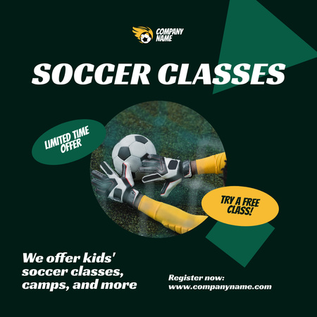 Designvorlage Soccer Classes Announcement für Instagram