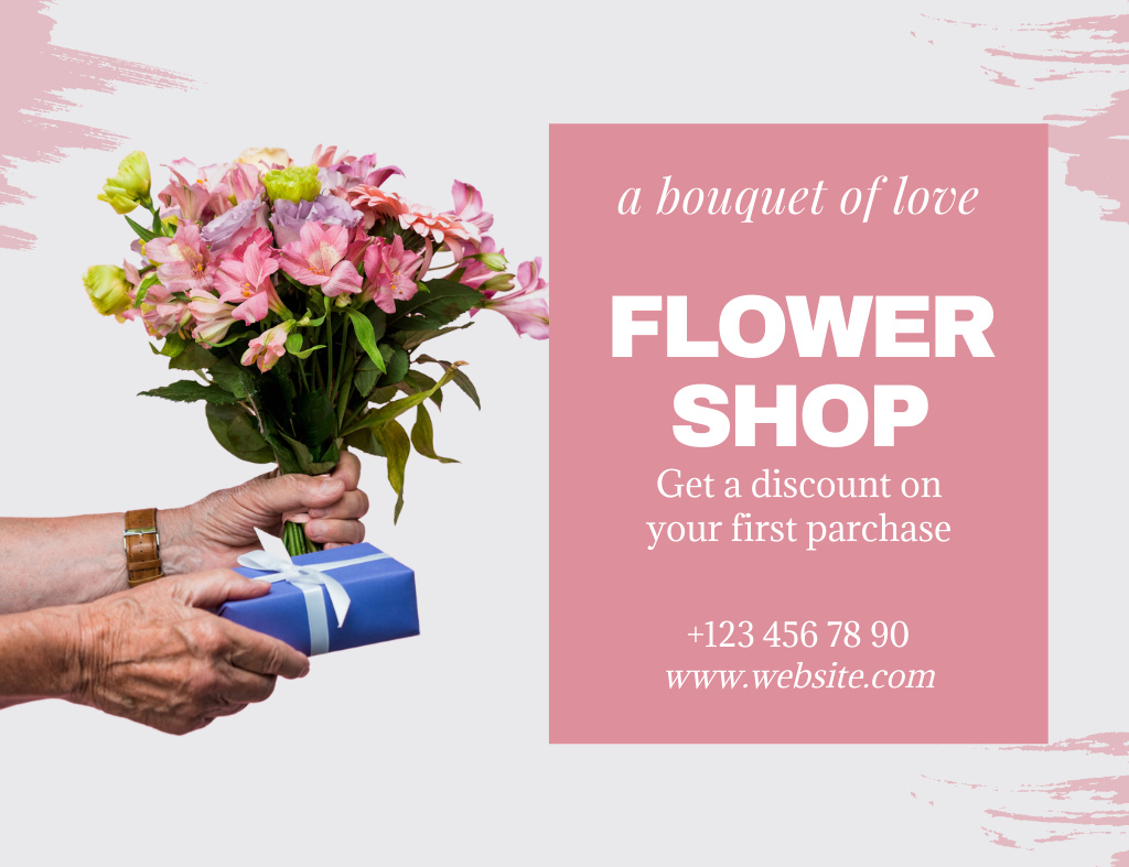 Gifts from Flower Shop Thank You Card 5.5x4in Horizontal Šablona návrhu